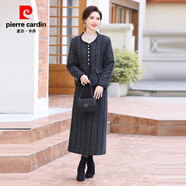 皮爾卡丹（pierre cardin）高貴喜婆婆婚宴裝禮服加絨加厚中年媽媽秋冬裝旗袍連衣裙兩件套裝 106灰色(加絨兩件套) 2XL (建議100-110斤)