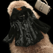 哲奴（zoenuu）水貂皮大衣女整貂皮草外套短款小母貂2023冬季新款時(shí)尚立領(lǐng)七分袖 黑色 M 95-110斤