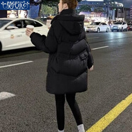 莫代爾寬松加厚棉服女中長(cháng)款2025冬季新款洋氣棉衣外套時(shí)尚休閑百搭襖子 黑色 L 【106-120斤】