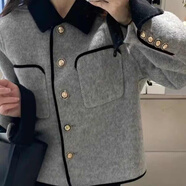 愛(ài)麥依春大碼法式獨特短外套超好看女春秋微胖MM小香風(fēng)寬松百搭長(cháng)袖上衣 灰色【薄款，介意慎拍】 L 【95-120斤】