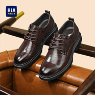 海瀾之家HLA皮鞋男商務(wù)休閑正裝德比鞋子HAAPXM4EBH306 棕色增高加絨款40