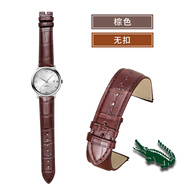 君寐適用歐米茄手表表帶真皮男OMG鱷魚(yú)皮手表表鏈蝶飛超霸海馬300表鏈定制 棕色針扣款-無(wú)扣 19mm