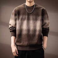 貴色高端費爾島美式拼色毛衣男秋冬寬松混紡線(xiàn)衣情侶慵懶風(fēng)針織打底衫