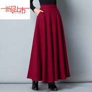 啄木鳥(niǎo)（TUCANO）毛呢半身裙女2023秋冬新款色毛呢大擺A字裙高腰中長(cháng)款大尺碼 酒紅色【裙長(cháng)86CM/有口袋】 S 【85-100】體重