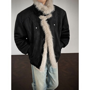 主意范cleanfit座山雕毛領(lǐng)連帽夾克棉服男冬季加厚保暖美式短款棉衣外套 5D1198黑色【升級麂皮絨加厚款】 L （適合）115-130斤