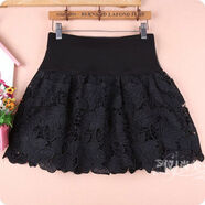 顯瘦蕾絲短裙女春秋a字歐根紗裙半身裙蓬蓬裙子大碼高腰打底裙褲 黑色蕾絲G款防走光短褲內襯 均碼 L13碼適合腰圍2尺2到2尺4