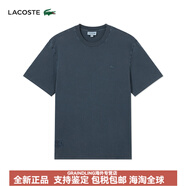 鱷魚(yú)（LACOSTE）法國鱷魚(yú)情侶款25夏新款水洗效果重磅短袖T恤TH4178 C7Z/灰藍色 S 3