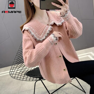 AEMAPE針織衫女裝2025秋冬新款娃娃領(lǐng)毛衣開(kāi)衫女裝外搭 MX-8027_粉色 2XL _建議130—140斤穿