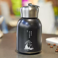 何佳功小胖丁保溫杯定制logo刻字佛系學(xué)生伴手禮品口袋便攜大肚水杯手提 黑-你可以更好