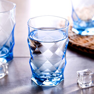 樂(lè )美雅（Luminarc）法國樂(lè )美雅無(wú)鉛玻璃杯子耐熱透明水杯家用喝水杯泡茶杯牛奶杯綠茶 【鉆石切面】冰藍璀璨350六支