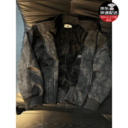 軒森圖（XUANSENTU）美式霧面扎染羊羔絨外套男冬季加絨加厚夾克棉服立領(lǐng)拼PU機車(chē)皮衣 黑色【夾棉款】 XL