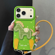 RSRDDY新款17適用蘋(píng)果17promax手機殼蝴蝶結編織馬帶掛繩iPhone16ProMax 蝴蝶結編織馬[ 綠色]皮質(zhì)掛繩 iPhone 13 Pro