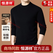 恒源祥秋冬高端100%純羊毛衫男士毛衣半高領(lǐng)加厚保暖衣針織打底羊毛絨衫 klf52-25Z98-黑色【圓領(lǐng)】 厚款 XL 175碼【建議135-155斤】