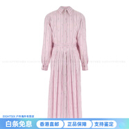 普拉達（PRADA）圖案條紋滿(mǎn)印中長(cháng)款長(cháng)袖連衣裙 女款 粉色新年禮物送禮 粉色 均碼 38S