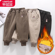 樂(lè )芭鼠（LOBMOUSE）樂(lè )芭鼠童裝寶寶棉褲男女童冬裝兒童褲子外穿加厚嬰兒幼童加絨長(cháng)褲 咖啡色（圣誕企鵝棉褲） 100碼建議2-3歲 ( 90-100cm )