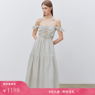 Fabrique【明星同款】小飛袖波點(diǎn)印花連衣裙新款度假風(fēng)茶歇裙裙子 白色 XS （XS/P）