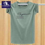 傳奇保羅運動(dòng)t恤男短袖夏季純棉半袖夏季寬松體恤圓領(lǐng)大碼打底衫男生汗衫 豆綠色(簽字款) M 適合100至120斤