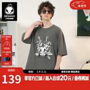 閃電潮牌（GENANX）TVX聯(lián)名款夏季新款寬松休閑多色情侶T恤百搭寬松圓領(lǐng)純棉短袖 深灰色 S