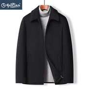 金利來(lái)（Goldlion）戶(hù)外中式男士毛呢夾克外套冬季中年商務(wù)保暖純色翻領(lǐng)休閑 SJ-8702黑色 5XL 200