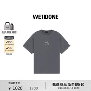 WE11DONE中性男女同款珍珠樣式小熊圓領(lǐng)短袖T恤寬松休閑 炭灰色 M