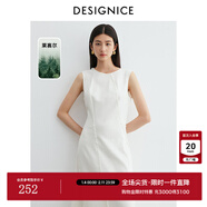 迪賽尼斯（DESIGNICE）2025夏季新款通勤氣質(zhì)白色長(cháng)裙無(wú)袖圓領(lǐng)天絲牛仔連衣裙 白色 M