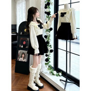 FHHUABD秋冬季女裝miu系富家千金風(fēng)連衣裙子小個(gè)子穿搭韓劇小香兩件套裝 上衣+短裙(兩件套)【巨好看的冬裝兩件套/超好看冬 S