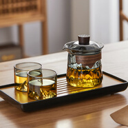 憶壺茶（YIHUTEA）玻璃茶壺蓋碗家用防燙手抓三才泡茶碗一人飲茶具套裝 【一人飲】奇峰蓋碗+千山杯+茶巾 201mL(含)-300mL(含)
