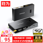 勝為 KVM切換器HDMI 2進(jìn)1出4K60Hz兩臺電腦主機筆記本共用一套鍵鼠顯示器打印機共享器DHK1202G