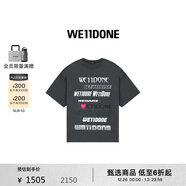 WE11DONE中性男女同款?lèi)?ài)心logo標志圓領(lǐng)短袖休閑寬松T恤 炭灰色 L