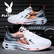 花花公子爆款男鞋秋季2025網(wǎng)面老爹青少年學(xué)生減震跑步休閑運動(dòng)鞋 405黑桔--(主圖款) 41