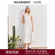 MAXRIENY【SGPR】波嬉風(fēng)小蓋袖收腰連衣裙25夏波西米亞風(fēng)長(cháng)裙 米白 M
