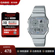 卡西歐（CASIO）手表小方塊 休閑鋼帶防水小銀表AE1200學(xué)生男士手表電子表日韓表 A130WE-7ADF
