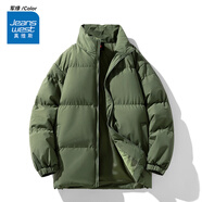 真維斯（Jeanswest）加厚百搭棉襖男女同款棉服冬季保暖面包服2025新款情侶款棉衣外套 軍綠 純色 2XL