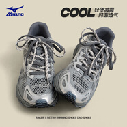 美津濃運動(dòng)鞋男鞋秋季RACER S網(wǎng)面透氣減震防滑休閑鞋女鞋通勤復古跑鞋 D1GH2235-24/隕石灰 40.5 內長(cháng)260mm