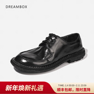 dreambox鈞博vibram夏季薄款男士休閑皮鞋水洗馬皮輕便透氣男鞋 黑色 39 男碼