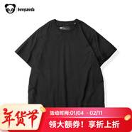 熊貓·本（ben.panda）純色短袖t恤男寬松圓領(lǐng)潮體恤衫夏純棉情侶半袖打底衫衣多穿 黑色 M