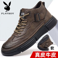男鞋2025真皮舒適透氣柔軟皮鞋秋冬韓版潮流休閑板鞋 8129棕色百搭不厭款 38 38