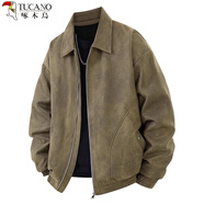 啄木鳥(niǎo)（TUCANO）美拉德男士皮衣外套夾克秋冬季加絨翻領(lǐng)寬松潮流痞帥休閑外套 棕色 M 【推薦90-125斤】