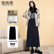 雪茜曼美拉德半身裙女冬季加絨遮胯高腰a字顯瘦歐棉絨直筒時(shí)尚長(cháng)裙