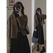 AEMAPE赫本風(fēng)小香風(fēng)2025春秋新款女裝高級感穿搭氣質(zhì)顯瘦上衣裙子一整套 咖啡色上衣 L 105-120斤