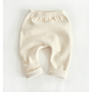 兒童褲子韓版嬰幼兒大襠高腰褲寶寶磨毛絨不包腳大襠褲秋冬款 米色 66 碼