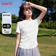 班尼路（Baleno）正肩短款短袖t恤女2025年夏季抽褶小心機緊身時(shí)尚休閑款圓領(lǐng)上衣