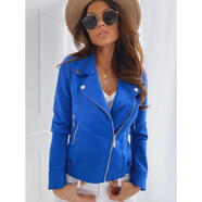 ANBIEM2025跨境歐美春季新款 修身短款翻領(lǐng)拉鏈夾克皮絨短外套女 深藍色 S