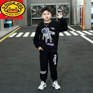 G.duck胖童裝男童運動(dòng)套裝加肥加大12春秋新款中大童15胖孩子衛衣兩件套 黑色C-12太空星人套裝 150 【穿70-90斤】