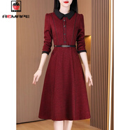 AEMAPE氣質(zhì)名媛加厚高端連衣裙2025春夏季新款氣質(zhì)內搭配洋氣A字裙女 紅色 2XL _125-135斤