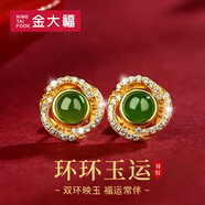 金大福 和田玉耳釘女純銀耳飾高級感復古耳環(huán)送媽媽款新年禮物 【環(huán)環(huán)玉運·耳釘】 浪漫玫瑰禮盒*八倉發(fā)貨*極速送達