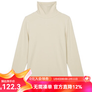 雲上生活秋冬復古休閑磨毛暖絨打底衫溫暖內搭長(cháng)袖高領(lǐng)T恤T6676F 茶白色 M