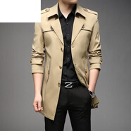 JEEP SPIRIT中長(cháng)款風(fēng)衣外套男春秋季新款超大碼男士商務(wù)休閑加厚外套中青年 軍綠  加絨 M (可穿100-110斤左右)