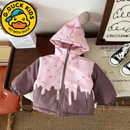 G.duck小黃鴨女童夾棉外套韓版兒童薄款棉衣女寶寶可愛(ài)風(fēng)外穿連帽上衣 CS488--2024咖色 90 建議80-90cm1歲-1歲半