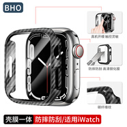BHO【熱銷(xiāo)20萬(wàn)+】適用蘋(píng)果手表保護殼apple iwatch s10/s11保護殼膜一體套se3/9/8/ultra3鋼化膜2防摔 殼膜一體【碳纖維色】 iwatch 7/8/9代【45mm表盤(pán)】
